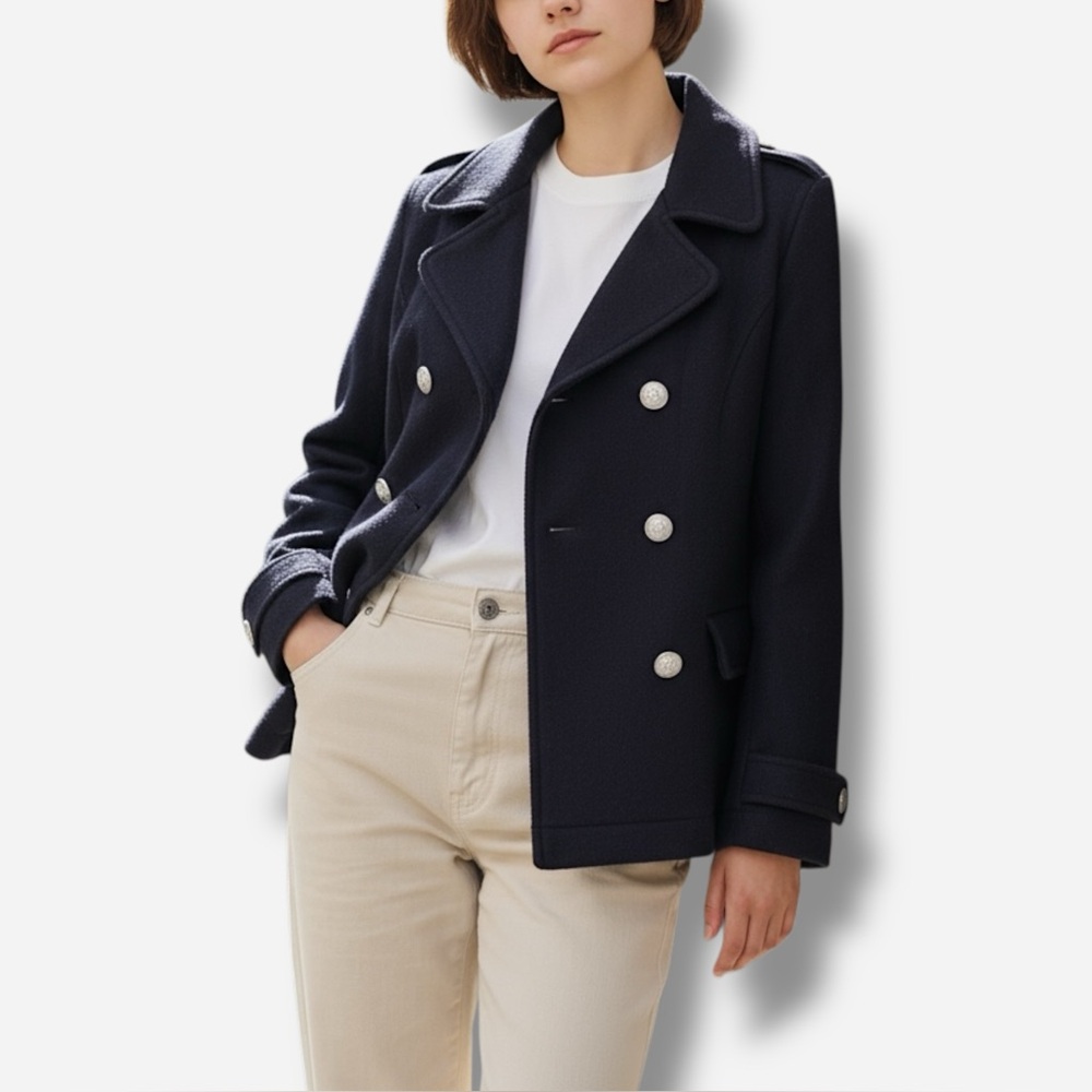 New Gap Double Breasted Button Jacket Black - image 1